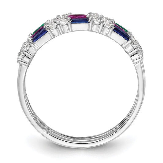 Shop Stylish Sterling Silver Rhodium-Plated 3-Piece Ring Set with CZ Stones