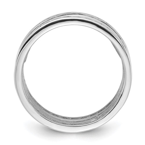 Rhodium-Plated Sterling Silver Triple Band Set with Multi-Color CZ