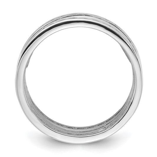 Exclusive Rhodium-Plated Sterling Silver Multi-Color CZ Triple Band Set - Stylish Value!