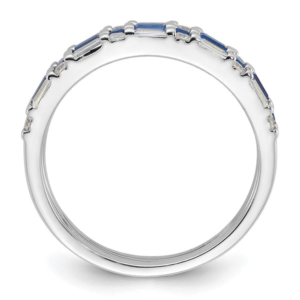 Sterling Silver Triple Ring Set: Blue & White CZ