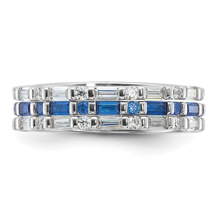 Shop Stylish Rhodium-Plated Sterling Silver Triple Ring Set with CZs - Affordable Elegance!-4