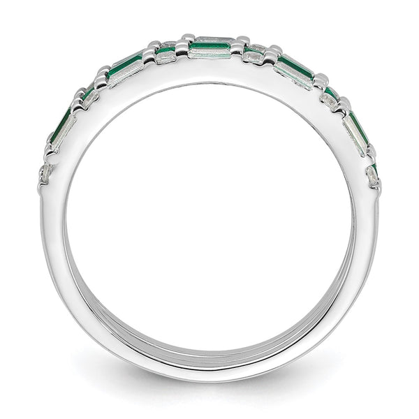 Sterling Silver 3-Piece Ring Set with CZ Accents