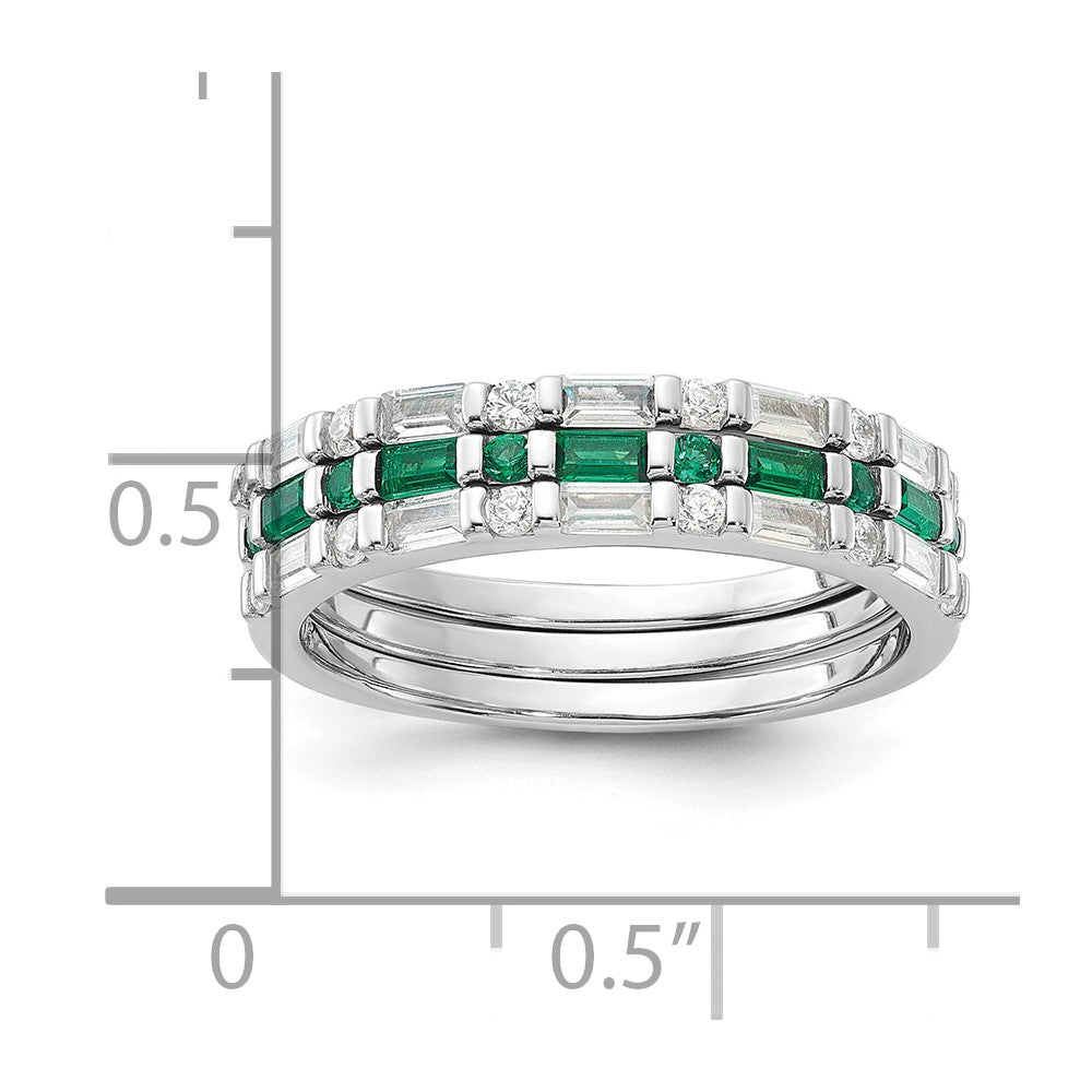 High-Quality Sterling Silver 3-Piece Ring Set with CZ Accents - Stylish Value!