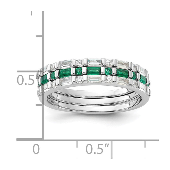 High-Quality Sterling Silver 3-Piece Ring Set with CZ Accents - Stylish Value!-5