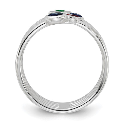 Shop Stylish Multi-Color CZ Ring in E-Coated Sterling Silver - Affordable Luxury!