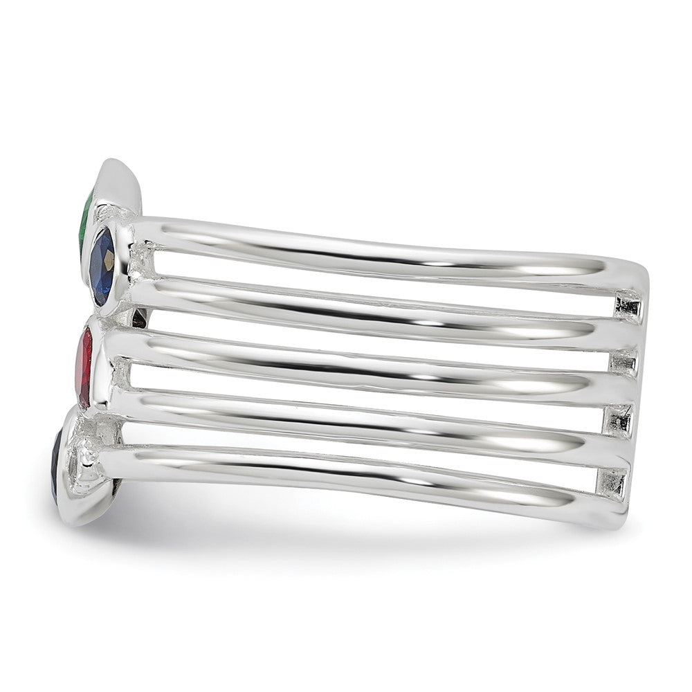 Shop Stylish Multi-Color CZ Ring in E-Coated Sterling Silver - Affordable Luxury!
