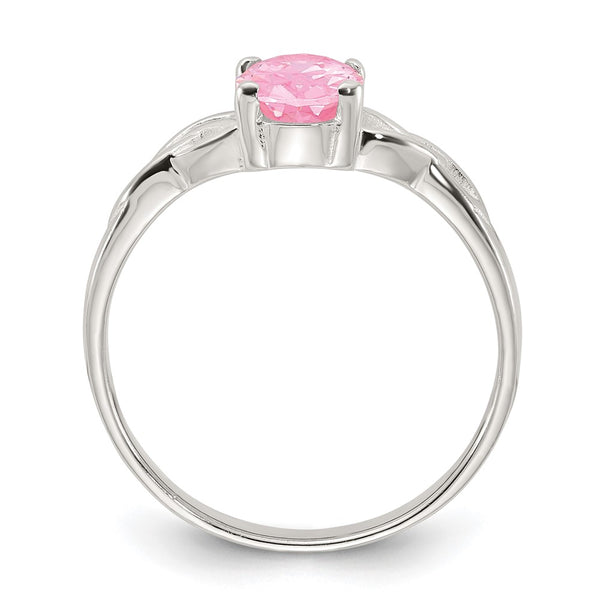 Polished Pink CZ Ring in Sterling Silver - Gemstone