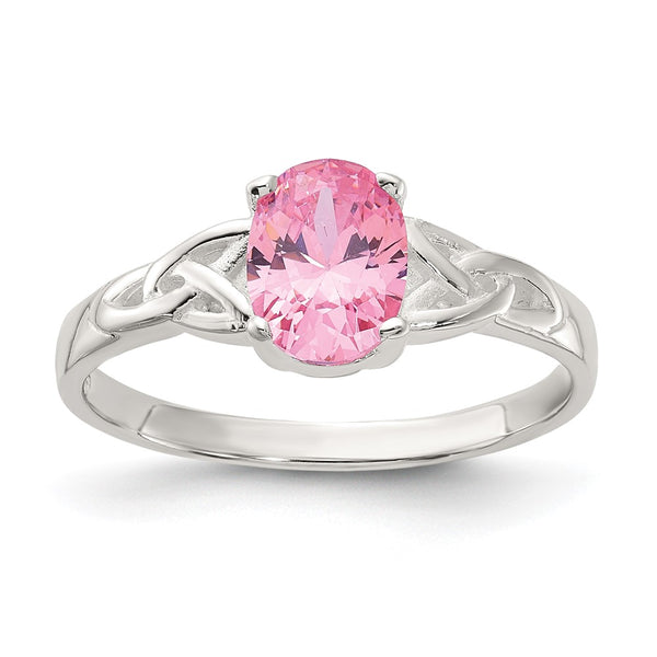 Polished Pink CZ Ring in Sterling Silver - Gemstone
