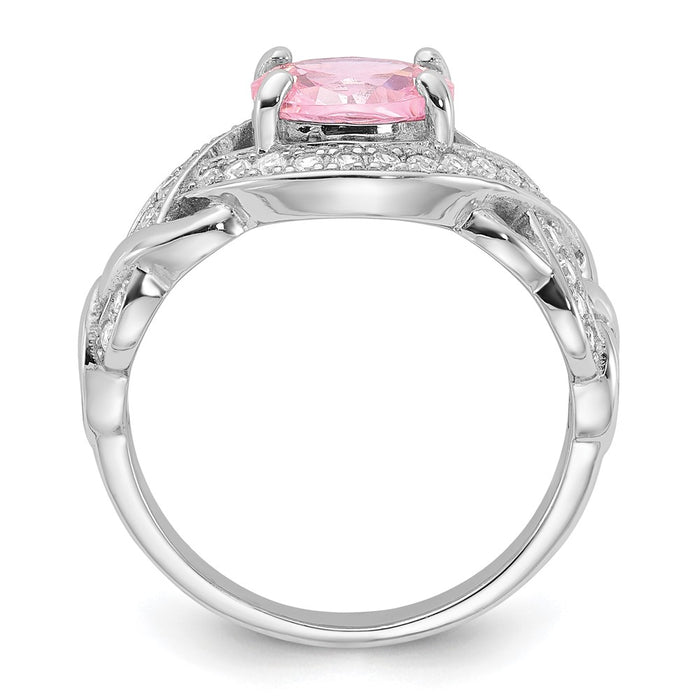 Buy Stylish Rhodium-Plated Sterling Silver Braided Ring with CZ Stones-2