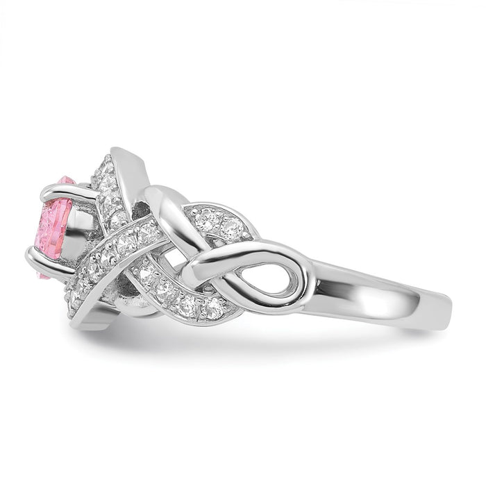 Buy Stylish Rhodium-Plated Sterling Silver Braided Ring with CZ Stones-3