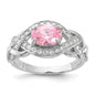 High-Quality Rhodium-Plated Sterling Silver Braided Ring with CZ Stones, Stylish-1
