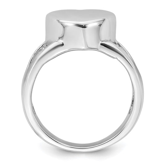Order Stylish Polished Heart Ash Holder Ring - Size 8, Rhodium-Plated Silver