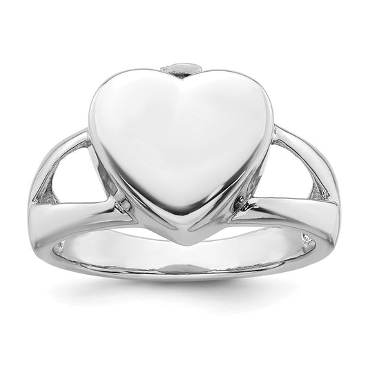 Order Stylish Polished Heart Ash Holder Ring - Size 8, Rhodium-Plated Silver