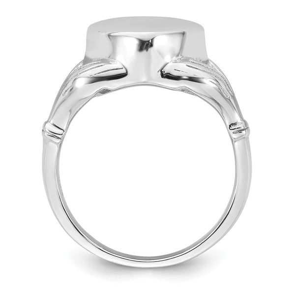 Rhodium-Plated Claddagh Heart Ash Holder Ring