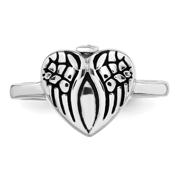 Shop Stylish 6 Size Sterling Silver Rhodium-Plated Heart Wing Ash Holder Ring-4