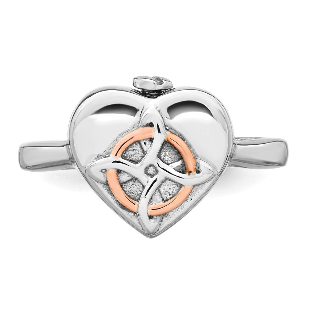 Buy Stylish Sterling Silver Rhodium-Plated Celtic Heart Ring - Size 8, Engraved