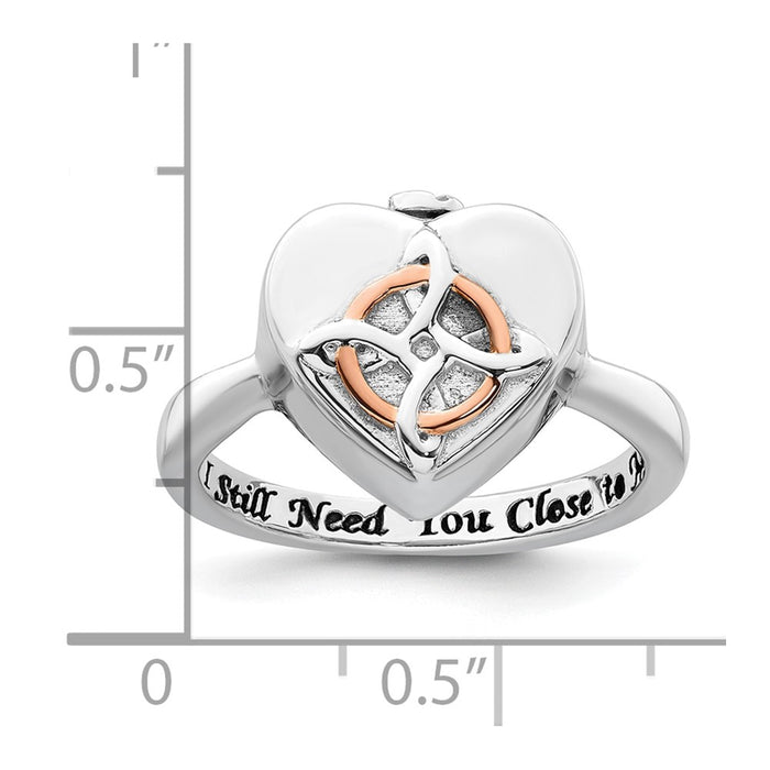 Buy Stylish Sterling Silver Rhodium-Plated Celtic Heart Ring - Size 8, Engraved-7