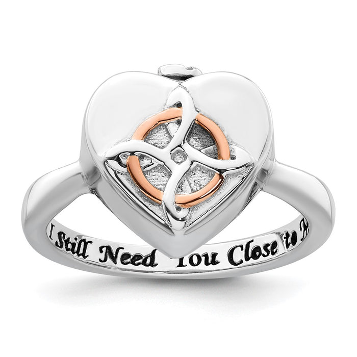 Buy Stylish Sterling Silver Rhodium-Plated Celtic Heart Ring - Size 8, Engraved-1