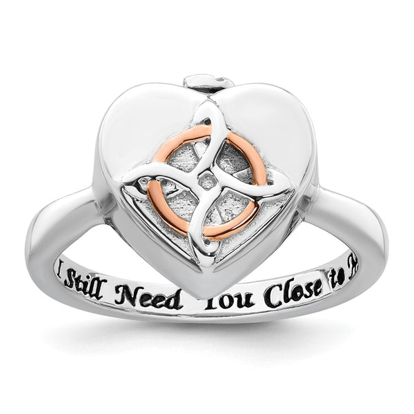 Sterling Silver Rhodium-Plated Celtic Heart Ring