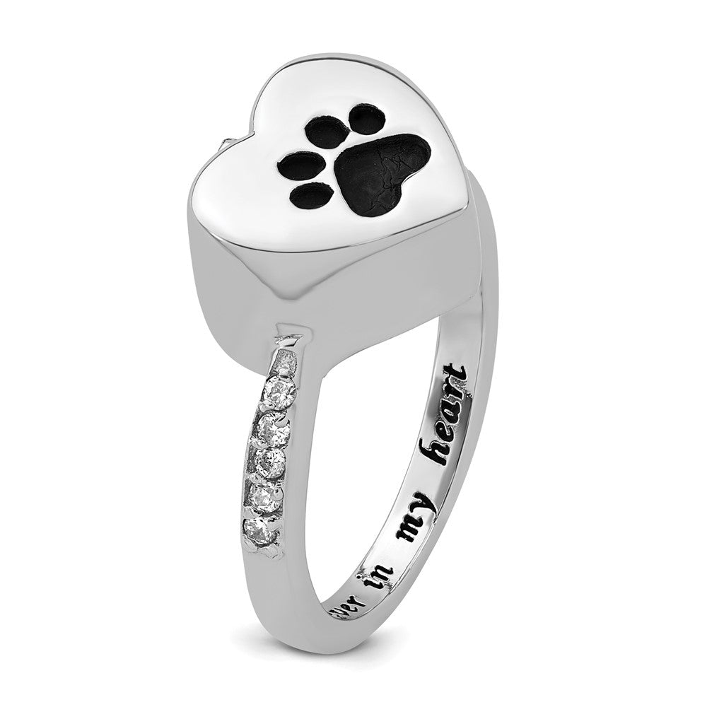 Buy Stylish Sterling Silver 6 Size CZ Heart Shank Ring with Paw Print