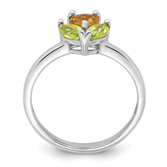 Exclusive Rhodium-Plated Sterling Silver Heart Ring with Citrine & Peridot | Stylish Value