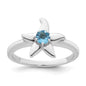 Exclusive Polished Round Swiss Blue Topaz Starfish Ring | Stylish Rhodium-Plated Silver-1
