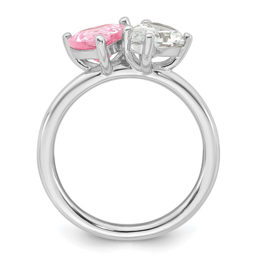 Buy Stylish Polished Heart Ring Size 8 in Sterling Silver with CZ Gemstones