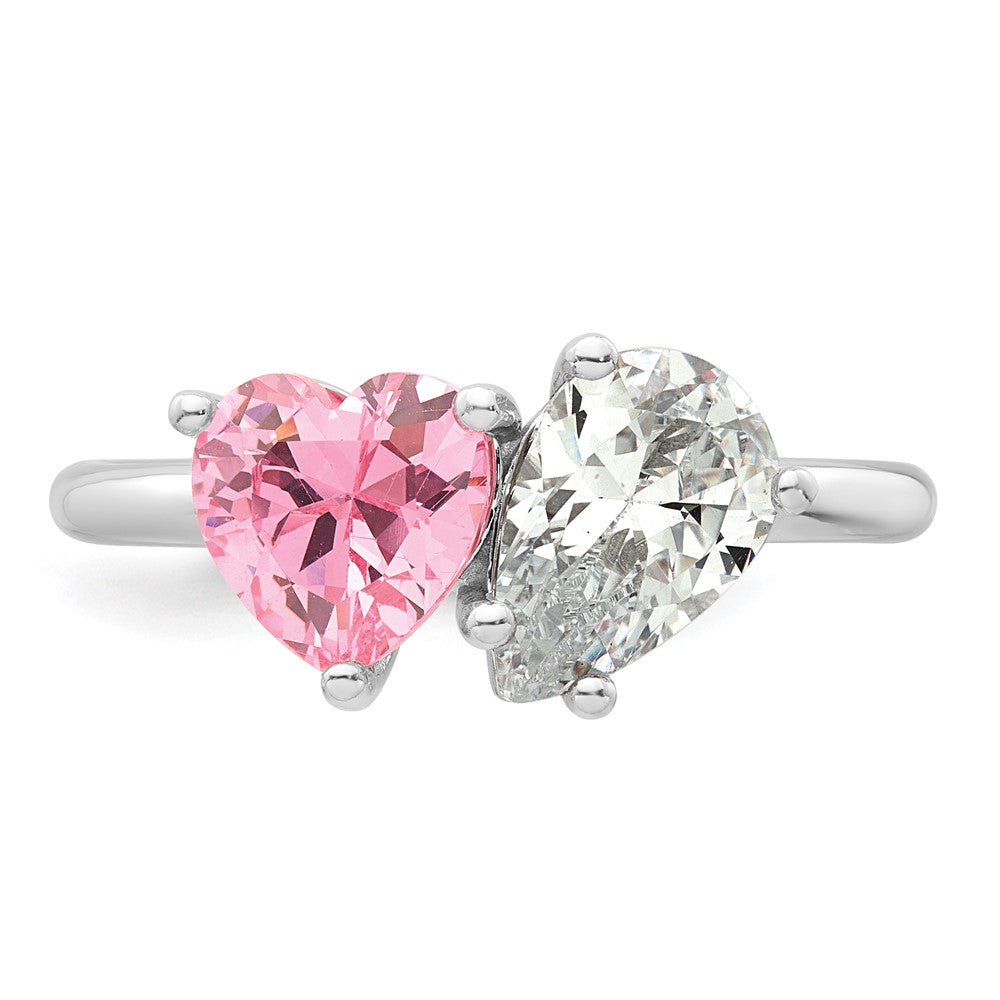 Buy Stylish Polished Heart Ring Size 8 in Sterling Silver with CZ Gemstones