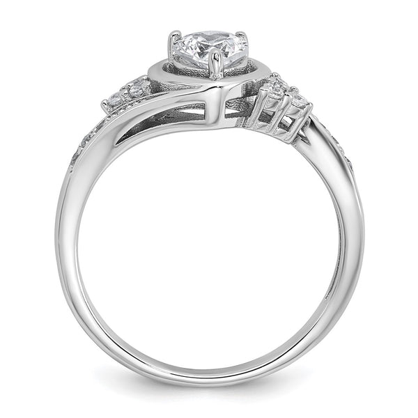 Polished Fancy Heart Ring Sterling Silver, CZ Center