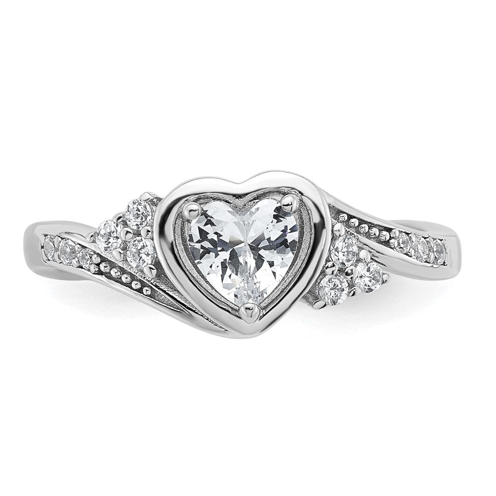 Buy Exclusive Polished Sterling Silver Heart Ring - Size 8, Stylish CZ Center