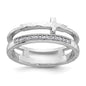 Exclusive Polished Sterling Silver Double Band Ring, 6, Stylish CZ Accents-1