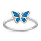 Buy Stylish Polished Blue Lab-Created Opal Butterfly Ring - Size 6, Rhodium-Plated Silver-1