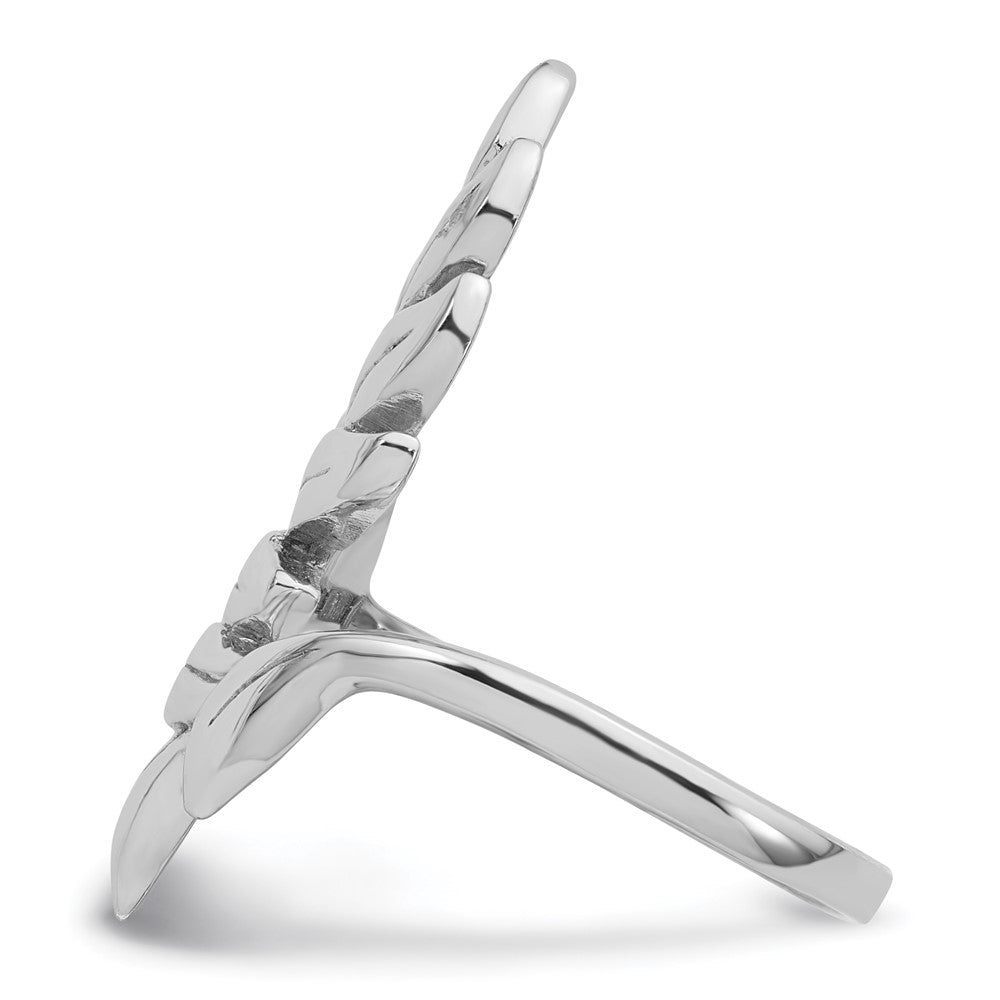 Exclusive Polished Leaf Design Ring Size 8 - Affordable Rhodium-Plated Silver