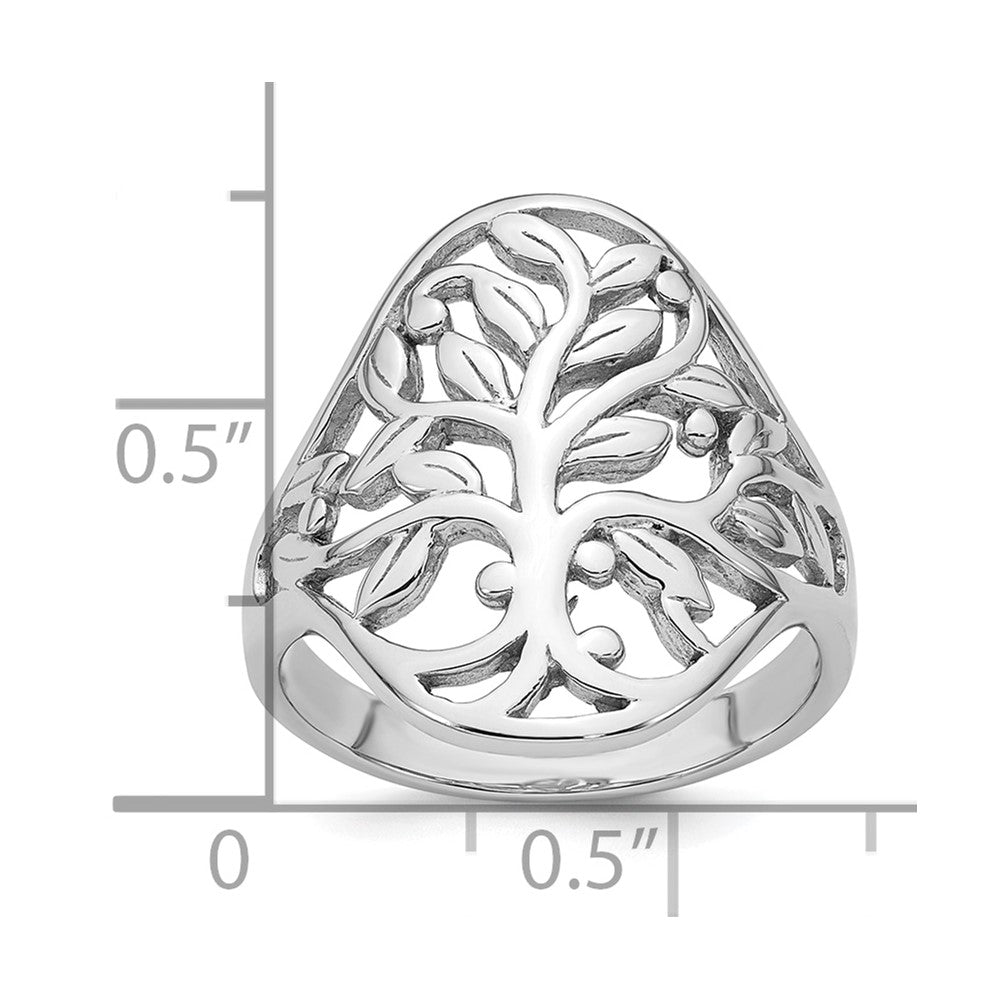 Buy Exclusive Polished Fancy Tree Ring - Size 8, Rhodium-Plated Silver