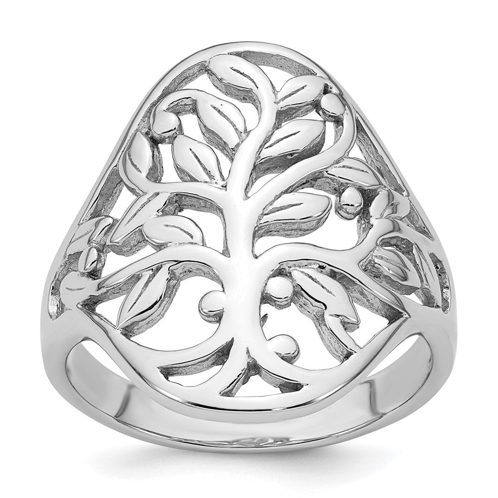 High-Quality Polished Fancy Tree Ring - Size 7, Sterling Silver, Discounted Price