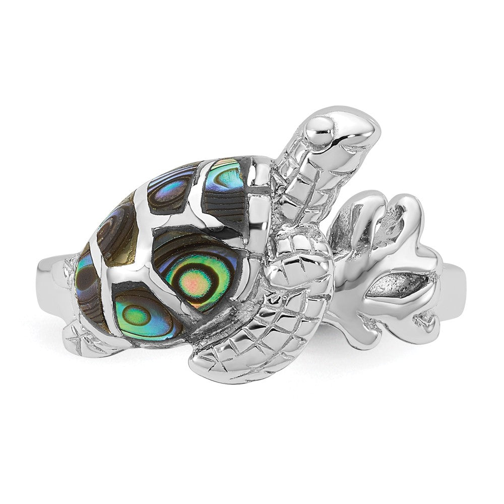 Exclusive Polished Abalone Sea Turtle Ring - Size 8 Sterling Silver Value