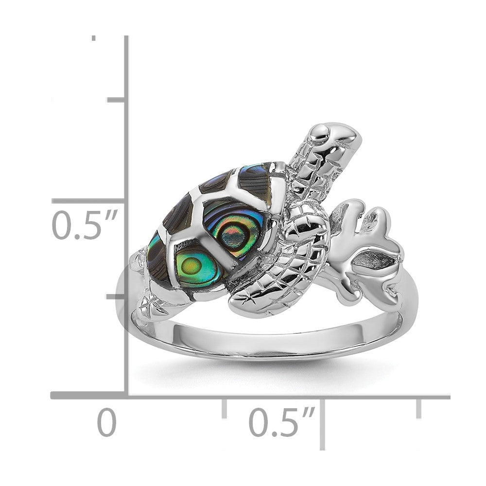 Buy Stylish Polished Abalone Sea Turtle Ring in Sterling Silver - Size 6