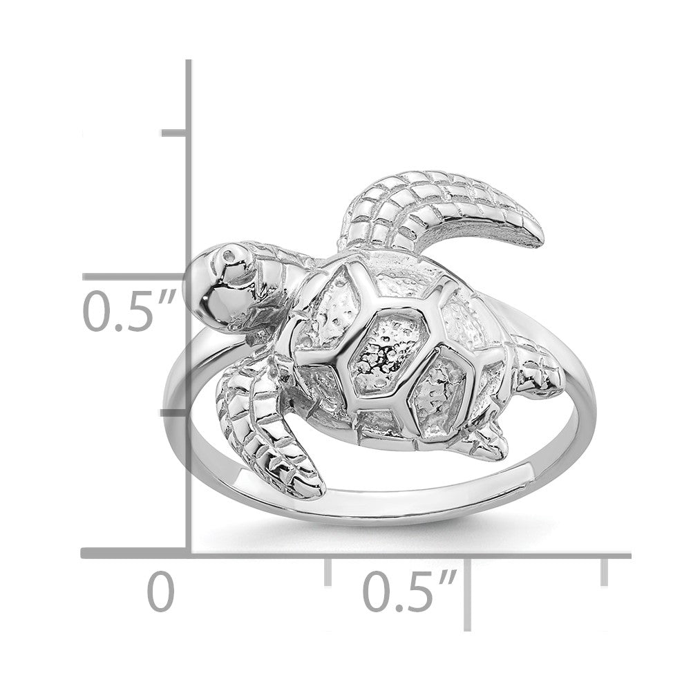 Shop Stylish Sea Turtle Ring in Rhodium-Plated Silver, Size 8 - Affordable Luxury