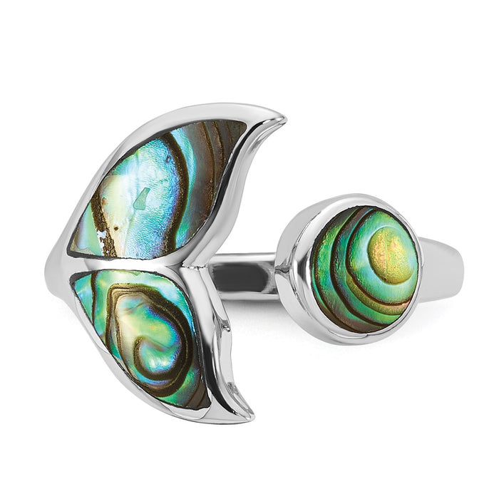 Buy Stylish Polished Abalone Whale Tail Ring - Size 6 in Rhodium-Plated Silver-4