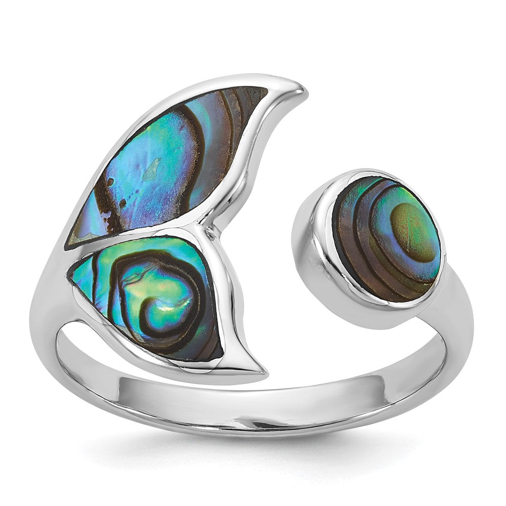 Buy Stylish Polished Abalone Whale Tail Ring - Size 6 in Rhodium-Plated Silver