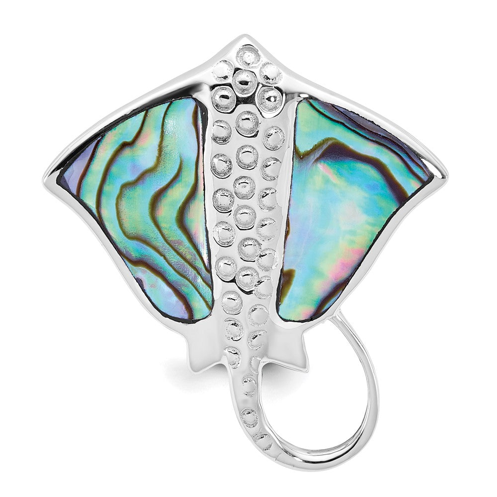 Exclusive Polished & Textured Abalone Stingray Ring - Size 8, Sterling Silver