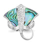 Exclusive Polished Abalone Stingray Ring in Rhodium-Plated Sterling Silver - Size 6, Stylish Value!-1