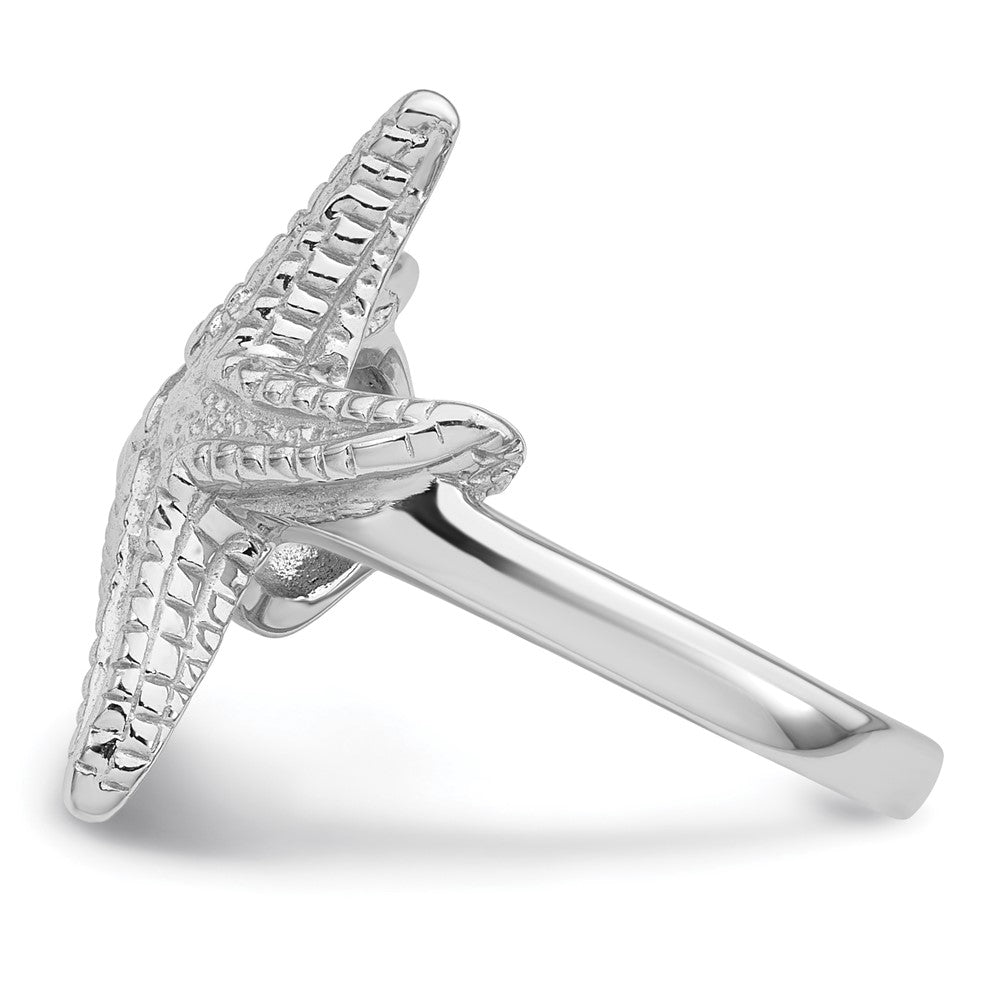 Buy Stylish Sea Shell Ring with Starfish in Rhodium-Plated Silver - Size 7