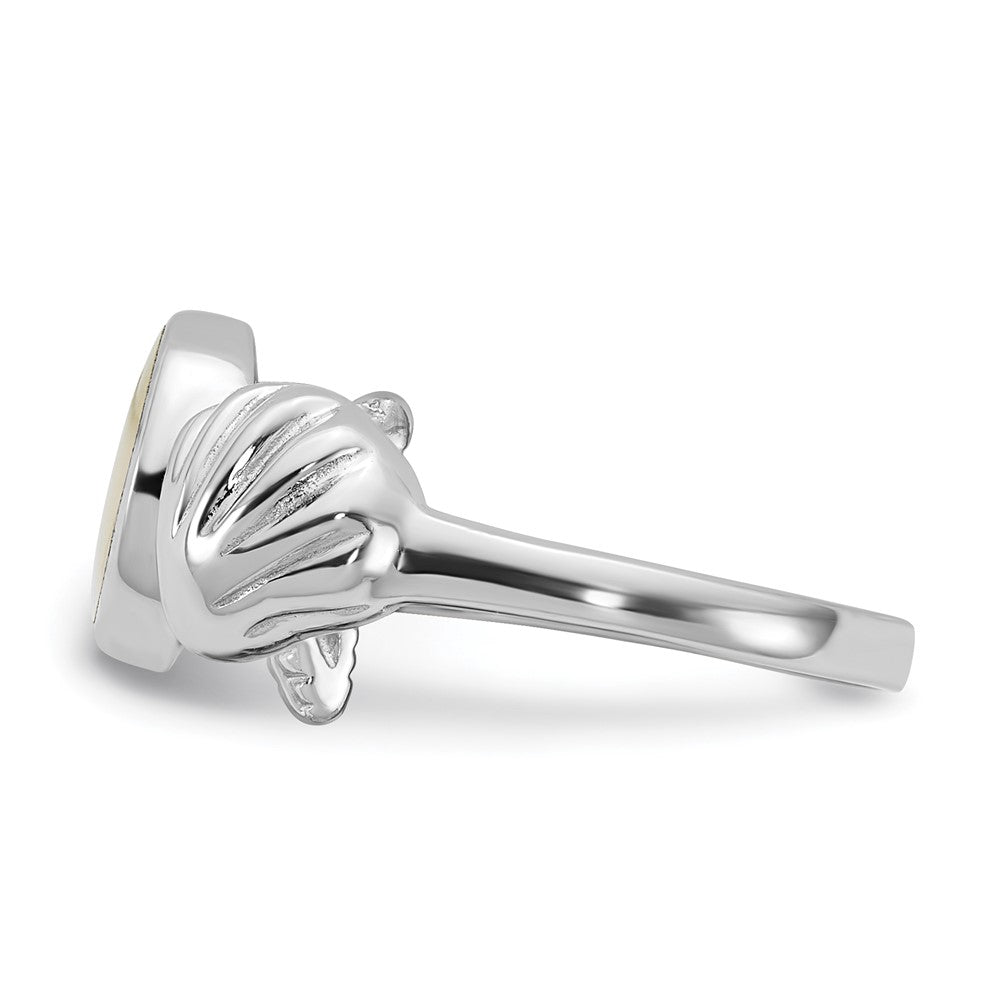 Exclusive Sea Shell Ring - Polished Oval Mother of Pearl in Size 6, Luxury Sterling Silver