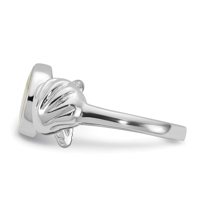 Exclusive Sea Shell Ring - Polished Oval Mother of Pearl in Size 6, Luxury Sterling Silver-3