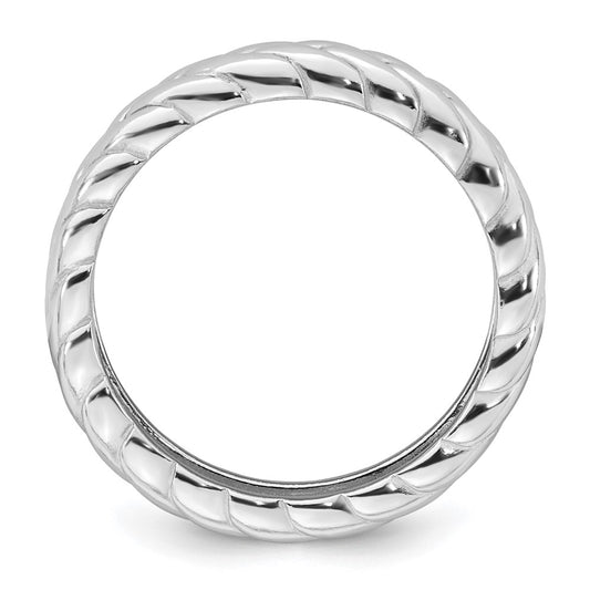 Shop Exclusive 5.00mm Polished Braided Sterling Silver Ring - Size 7, Rhodium-Plated