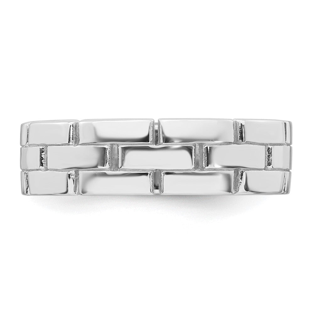 Exclusive 5.8mm Brick Pattern Ring in Rhodium-Plated Sterling Silver - Size 8