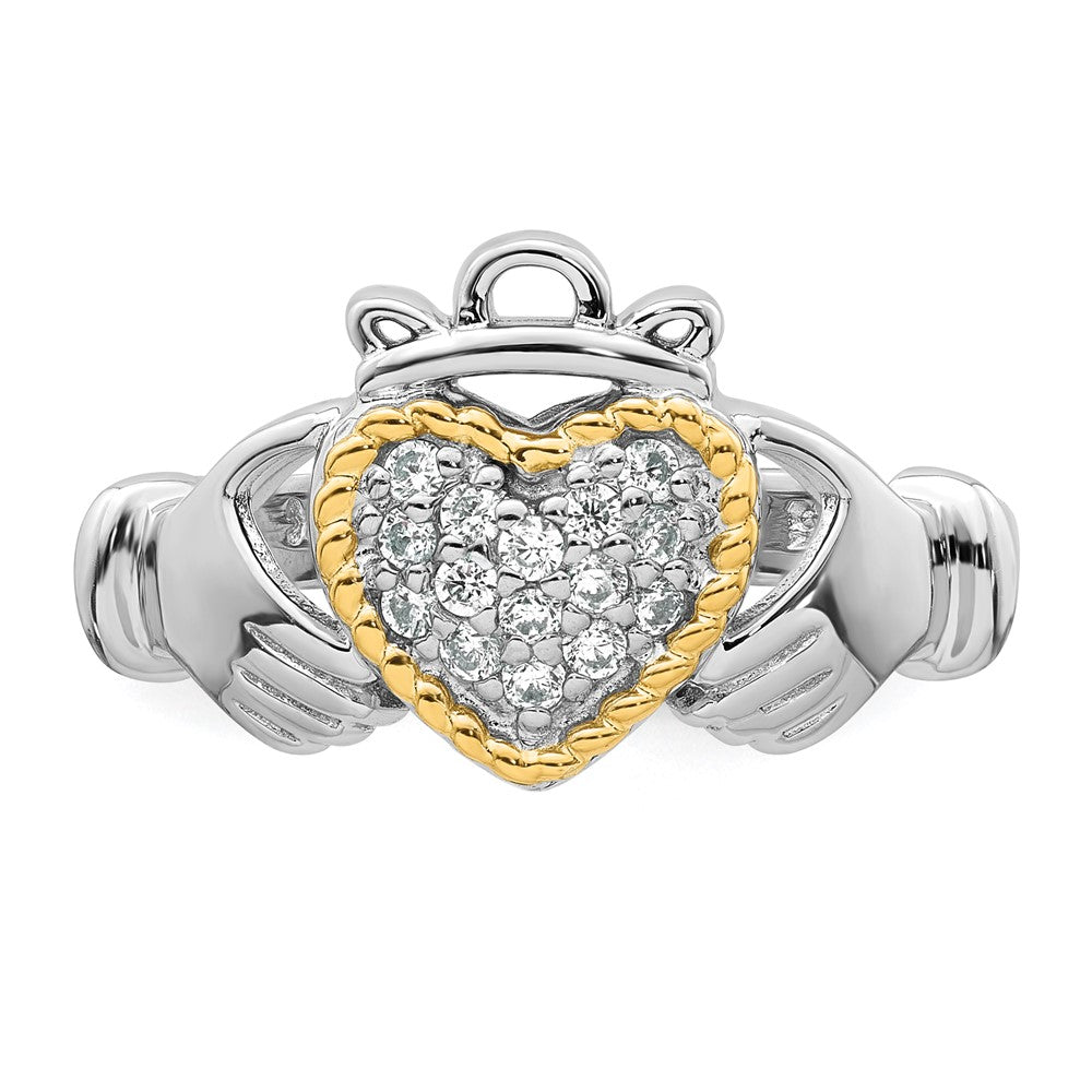 Exclusive 14K Gold Accent CZ Claddagh Ring - Size 8, Stylish & Affordable