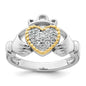 Exclusive 14K Gold Accent CZ Claddagh Ring - Size 8, Stylish & Affordable-2