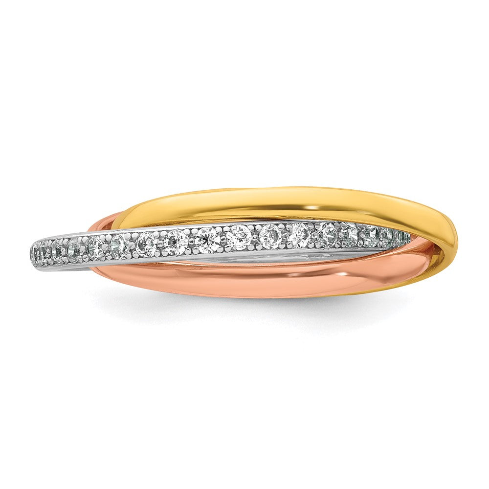 Buy Stylish Rose & Gold-tone CZ Triple Band Ring - Size 8, Affordable Luxury